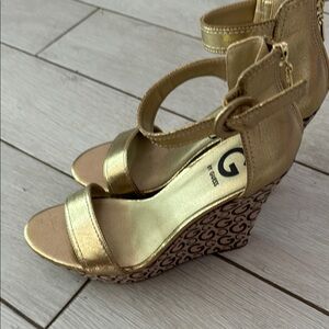 Gold Wedge Sandals by G by Guess